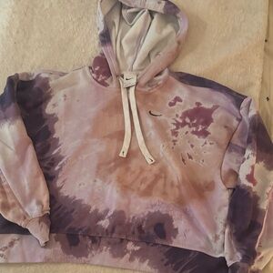 Nike crop top Purple Tie-Dye Hoodie